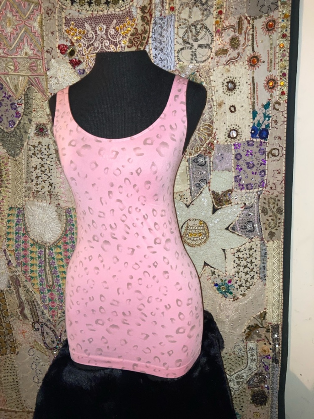 Scoop Neck Pink Leopard-Print Tank Top